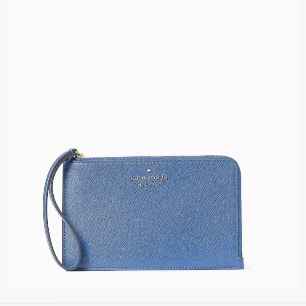 Staci blue Medium L Zip Wristlet